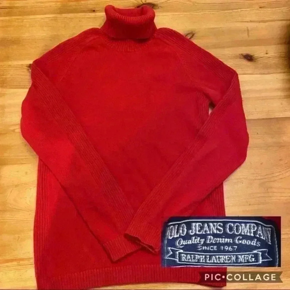 Polo jeans Company red turtleneck cotton women’s M - Picture 1 of 10